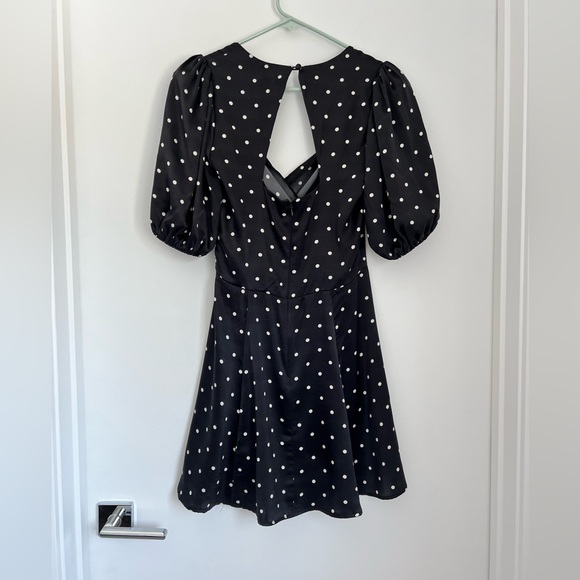 Reformation 2 Lane Silk Polka Dot Wrap Style Mini Dress - Picture 7 of 13